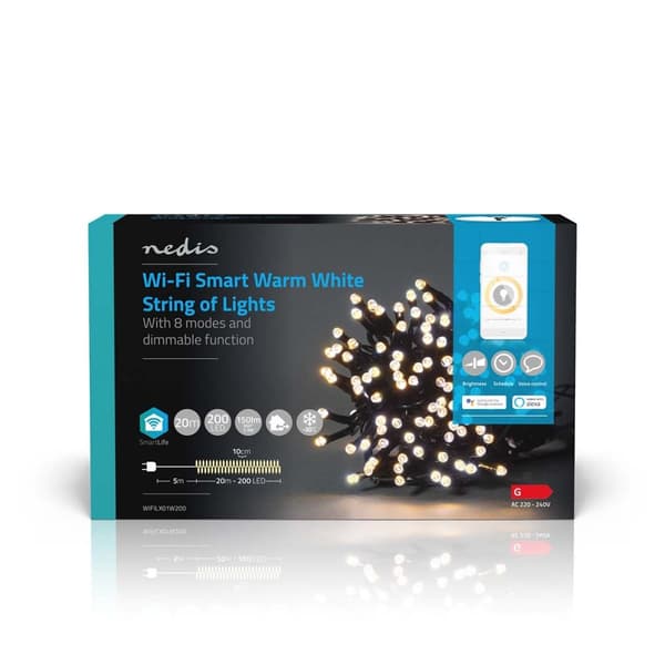 SmartLife Julelys | Streng | Wi-Fi | Varm Hvit | 200 LED's | 20.0 m | Android™ / IOS