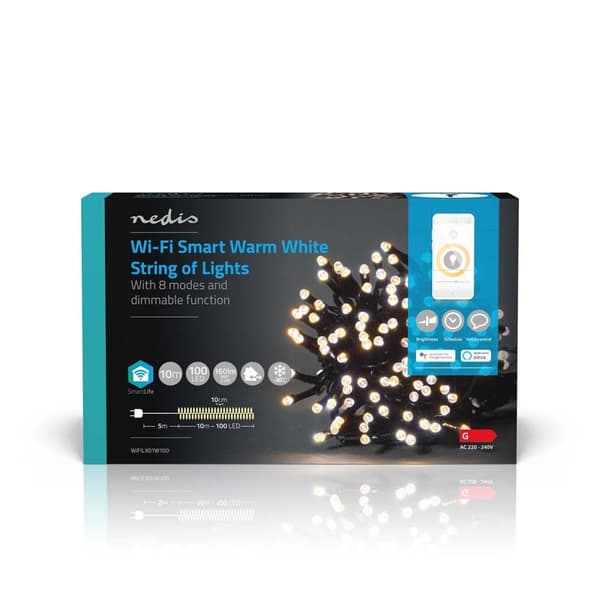 SmartLife jluelys | Snor | Wi-Fi | Varm Hvid | 100 LED's | 10.0 m | Android™ / IOS