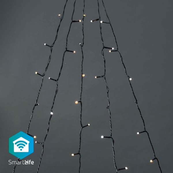 SmartLife Julelys | Tre | Wi-Fi | Varm til avkjølt hvitt | 200 LED's | 20.0 m | 5 x 4 m | Android™ / IOS Sort