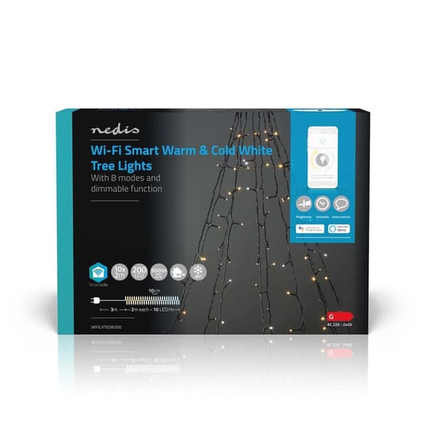 SmartLife Julelys | Tre | Wi-Fi | Varm til avkjølt hvitt | 200 LED's | 20.0 m | 10 x 2 m | Android™ / IOS