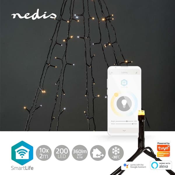 SmartLife Julelys | Tre | Wi-Fi | Varm til avkjølt hvitt | 200 LED's | 20.0 m | 10 x 2 m | Android™ / IOS