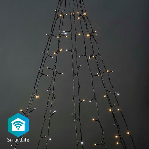 SmartLife Julelys | Tre | Wi-Fi | Varm til avkjølt hvitt | 200 LED's | 20.0 m | 10 x 2 m | Android™ / IOS Sort