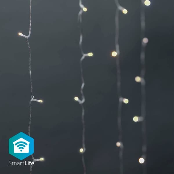 SmartLife Julelys | Gardin | Wi-Fi | Varm til avkjølt hvitt | 200 LED's | 3 m | Android™ / IOS Hvit