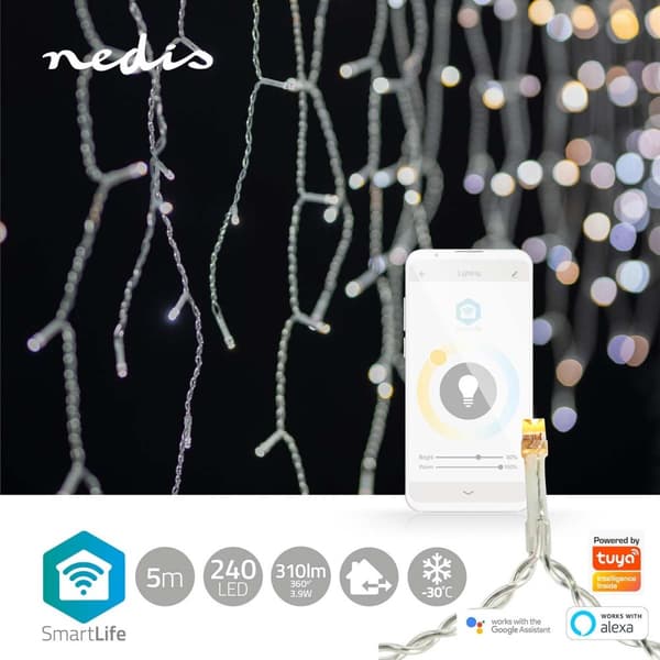 SmartLife Julelys | Istapp | Wi-Fi | Varm til avkjølt hvitt | 240 LED's | 5.00 m | Android™ / IOS