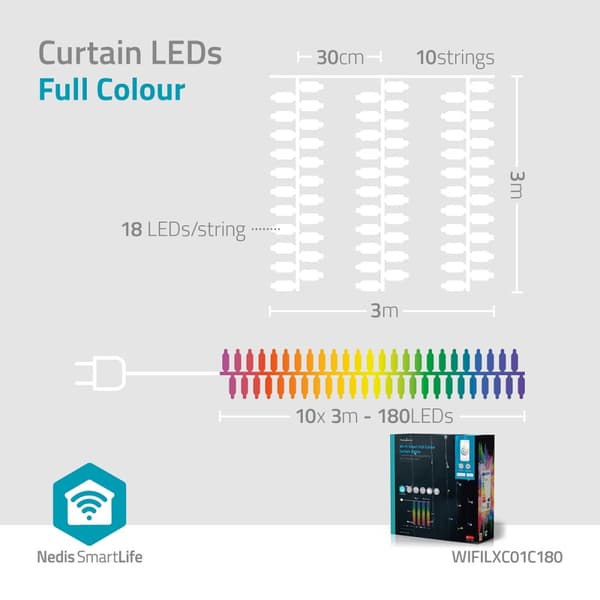SmartLife jluelys | Gardin | Wi-Fi | RGB | 180 LED's | 3 m | Android™ / IOS