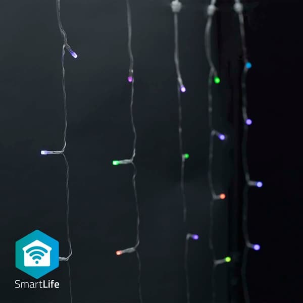 SmartLife Julelys | Gardin | Wi-Fi | RGB | 180 LED's | 3 m | Android™ / IOS Hvit