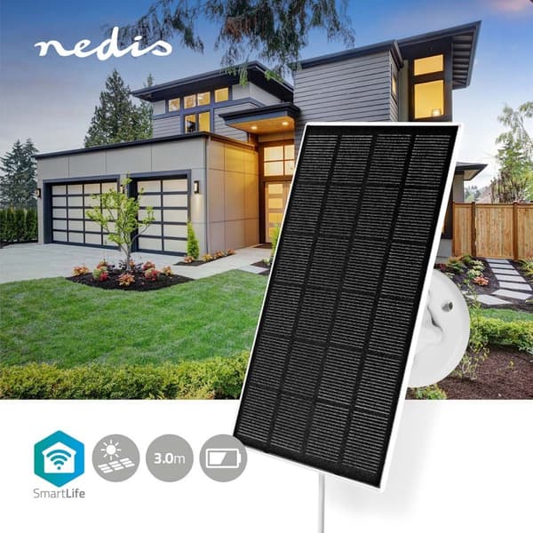 Solpanel | 5.3 V DC | 0.5 A A | Micro USB | Kabellængde: 3.00 m | Tilbehør til: WIFICBO30WT