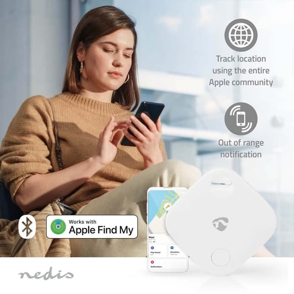 Nøglefinder | Kompatibel med: Apple Find My App | Batteri | 1x CR2032 | Batterier medfølger | Bluetooth® version: 5.1 | Batteri levetid op til: 1 År |