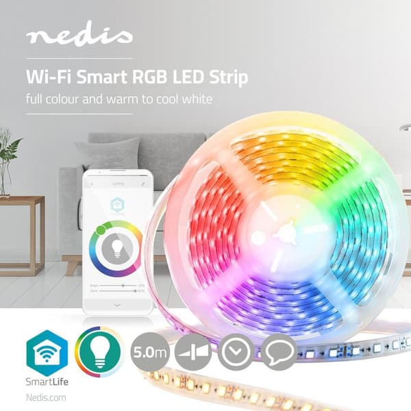 SmartLife LED-Remsa | Wi-Fi | Kall Vit / RGB / Varm Vit | SMD | 5.00 m | IP44 | 2700 - 6500 K | 960 lm | Android™ / IOS