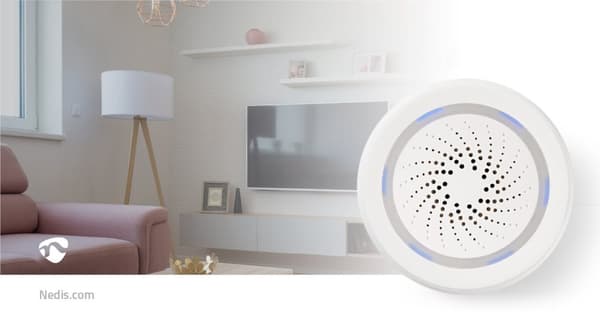 SmartLife-Siren | Wi-Fi | Strömadapter | 8 Ljud | 85 dB | Android™ / IOS | Vit