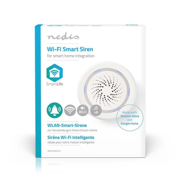 SmartLife-Siren | Wi-Fi | Strömadapter | 8 Ljud | 85 dB | Android™ / IOS | Vit