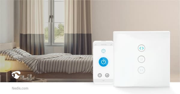SmartLife Vægkontakt | Wi-Fi | Gardin / Lukker / Solskærm | Vægbeslag | 300 W | Android™ / IOS | Glas | Hvid