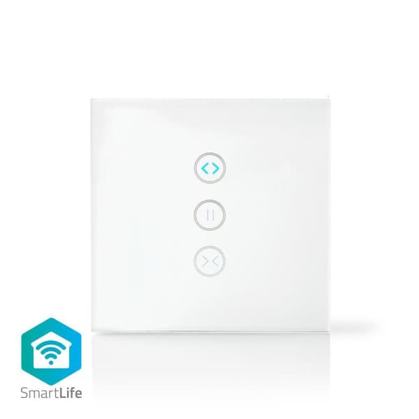 SmartLife Vægkontakt | Wi-Fi | Gardin / Lukker / Solskærm | Vægbeslag | 300 W | Android™ / IOS | Glas | Hvid