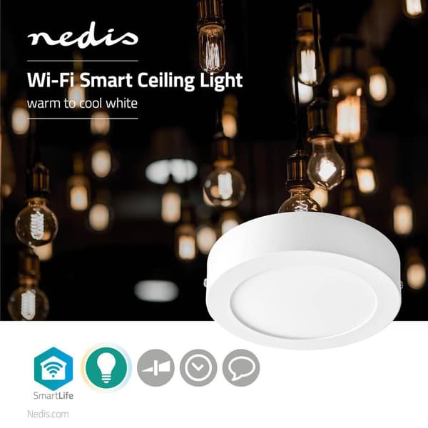 SmartLife Taklampa | Wi-Fi | Kall Vit / Varm Vit | Rund | Diameter | 800 lm | 2700 - 6500 K | IP20 | Energiklass: A | Android™ / IOS