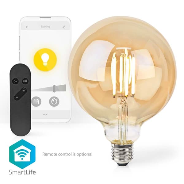 SmartLife LED vintage lampa | Wi-Fi | E27 | 806 lm | 7 W | Varm Vit | 1800 - 3000 K | Glas | Android™ / IOS | Globe | 1 st.
