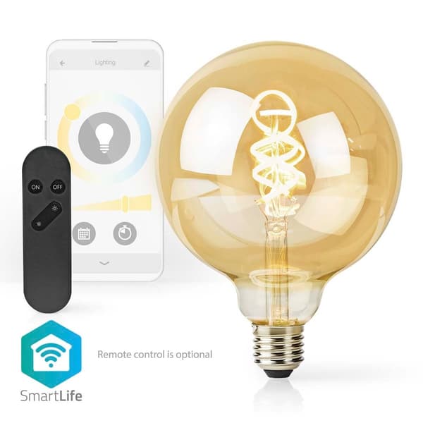 SmartLife LED Glødepære | Wi-Fi | E27 | 360 lm | 4.9 W | Varm til kølig hvid | 1800 - 6500 K | Glas | Android™ / IOS | Globe | 1 stk.