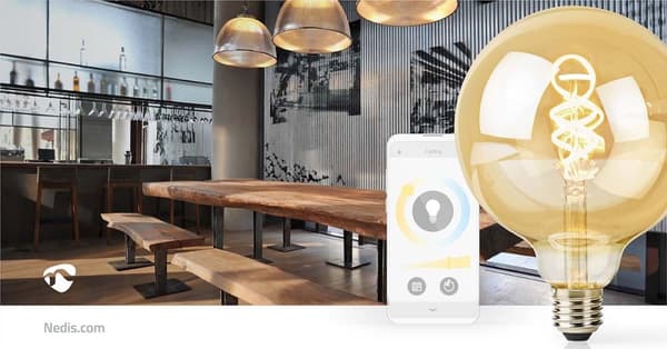 SmartLife LED Glødepære | Wi-Fi | E27 | 360 lm | 4.9 W | Varm til kølig hvid | 1800 - 6500 K | Glas | Android™ / IOS | Globe | 1 stk.