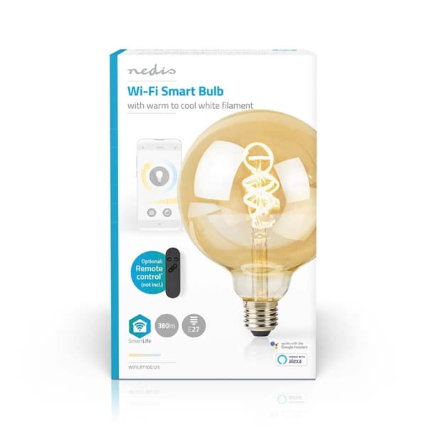 SmartLife LED Glødepære | Wi-Fi | E27 | 360 lm | 4.9 W | Varm til kølig hvid | 1800 - 6500 K | Glas | Android™ / IOS | Globe | 1 stk.