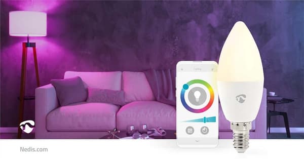SmartLife Fullfarge LED-Pære | Wi-Fi | E14 | 470 lm | 4.9 W | RGB / Varm til avkjølt hvitt | 2700 - 6500 K | Android™ / IOS | Lyshvit | 1 stk.
