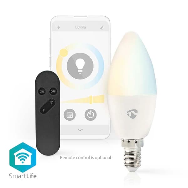 SmartLife LED-Pære | Wi-Fi | E14 | 470 lm | 4.9 W | Varm til kølig hvid | 2700 - 6500 K | Android™ / IOS | Stearinlys | 1 stk.