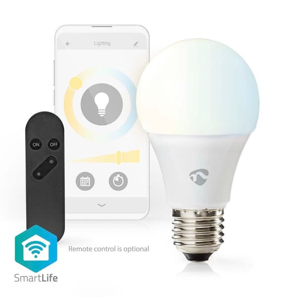 SmartLife LED-Lampor | Wi-Fi | E27 | 806 lm | 9 W | Varm till cool vit | 2700 - 6500 K | Android™ / IOS | Glödlampa | 1 st.