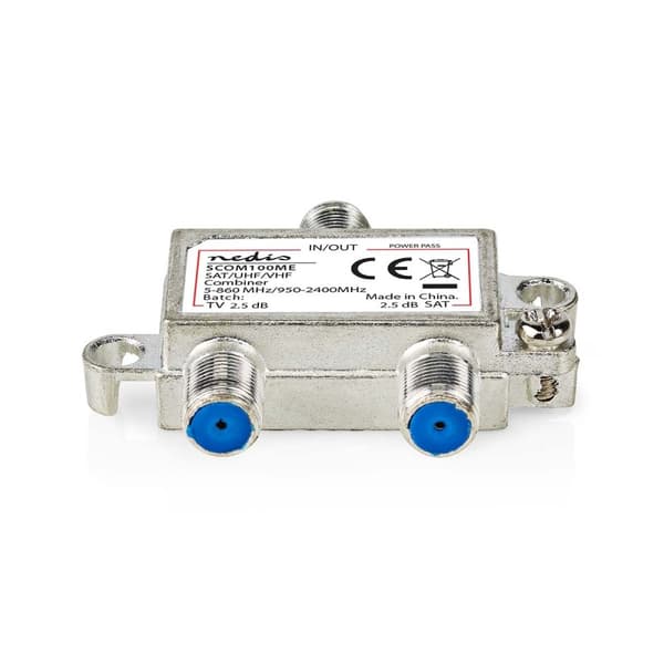 satellitt combiner | 5-862 MHz | 950-2400 MHz | 75 Ohm | Power pass | Sink | Sølv