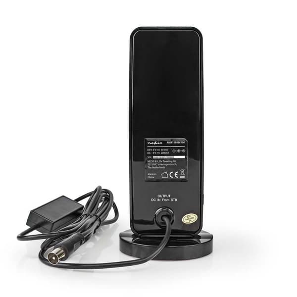 innendørs antenne | Aktiv | FM / UHF / VHF | Mottaksområde: 0-15 km | LTE700 | Forsterkning: 28 dB | ABS | Sort