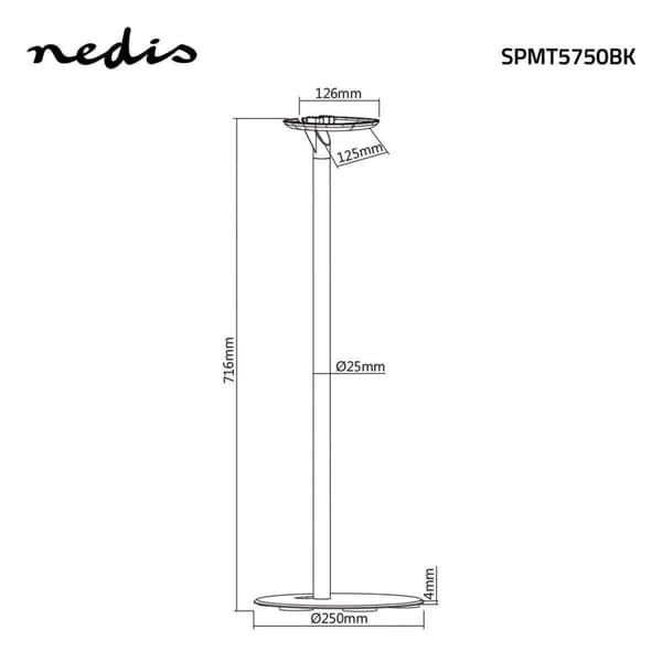 Kaiutinteline | Sopii käytettäväksi: Sonos® One SL™ / Sonos® One™ / Sonos® PLAY:1™ | Lattia | 3 kg | Kiinteä | ABS-Muovi / Teräs | Musta