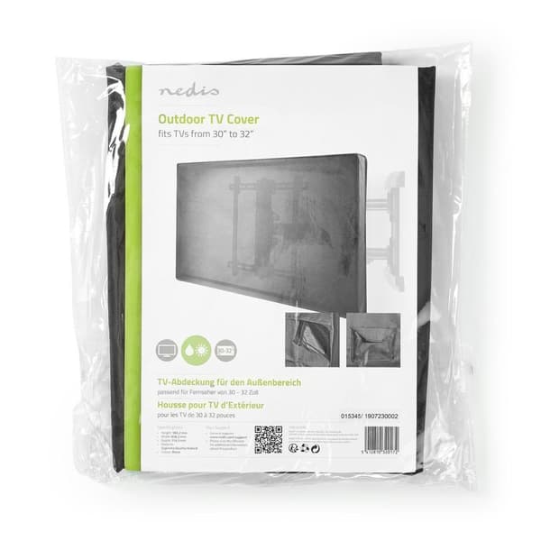 Utendørs TV Screen Cover | Skjermstørrelse: 30 - 32 " | Høyeste kvalitet Oxford | Sort