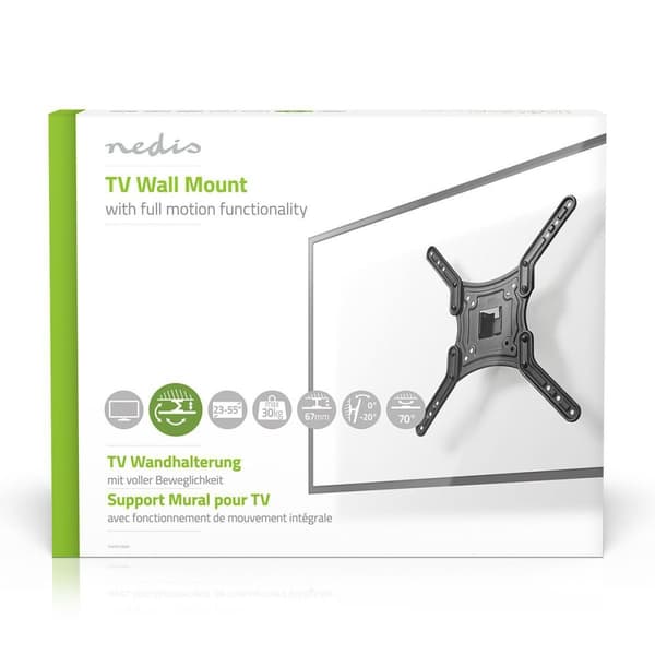 Full Motion TV Veggfeste | 23-55 " | Maximum skjerm vekt: 30 kg | Tiltbar | Roterbar | Minimum vegg avstand: 67 mm | Maksimum vegg avstand: 67 mm | 1