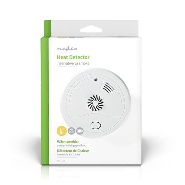 Heat Alarm | Batteri drevet | batteritid opp til: 1 år | Med test knapp | 85 dB | ABS | Hvit