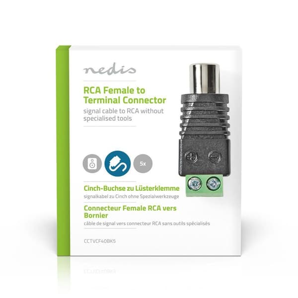 CCTV Security Connector | 2-veis terminalblokk | DIN Hun | Hunn | Grøn / Sort