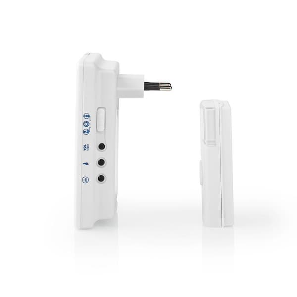 Trådløs ringeklokke Set | Nettstrøm drevet | 220 - 240 V AC 50 Hz | 1x CR2032 | Volum: 80 dB | Signalområde (siktelinje): 300 m | IP44 | Justerbar vol
