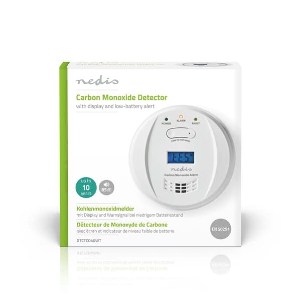 Kulilte alarm | Batteri | Batteri levetid op til: 5 År | Med pause-knap | Med testknap | 85 dB | Hvid