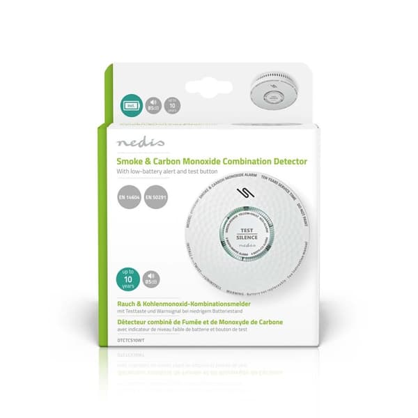 Smoke & kuliltealarm | Batteri | Batteri levetid op til: 10 År | EN 14604 | Med testknap | 85 dB | ABS | Hvid