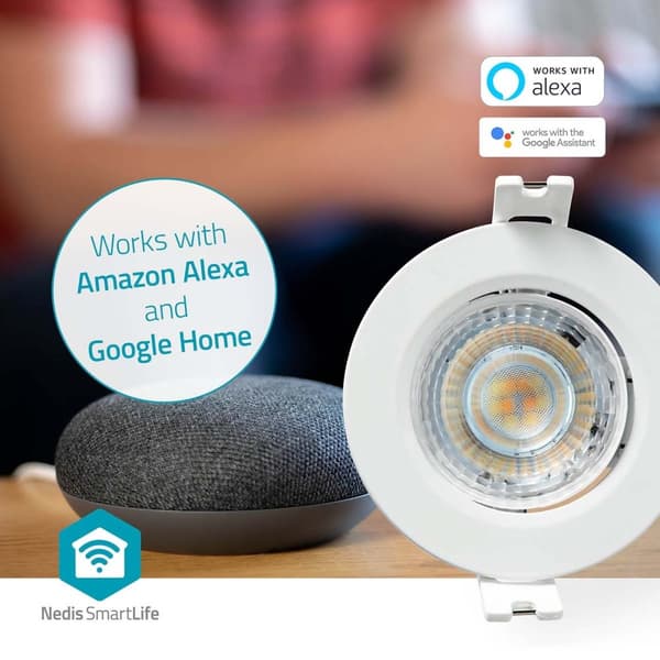 SmartLife Kattovalo | Wi-Fi | Lämpimästä kylmään valkoiseen | Pyöreä | Halkaisija: 52 mm | 360 lm | 2700 - 6500 K | IP20 | Energialuokka: F | Android™