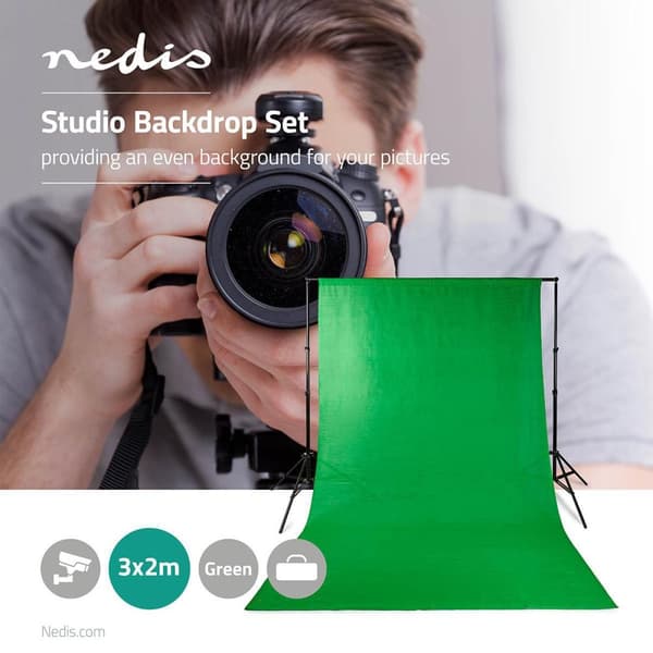 Photo Studio Backdrop Set | 1,90 x 2,95 m | Reiseveske inkludert | Stativ inkludert | Sort | 1 stk.