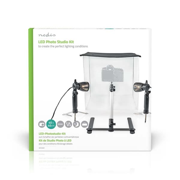 Photo Studio Kit | 400 lm | Brettbar | Bakgrunner inkludert | Reiseveske inkludert | Sort
