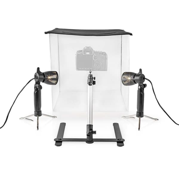 Photo Studio Kit | 400 lm | Brettbar | Bakgrunner inkludert | Reiseveske inkludert | Sort