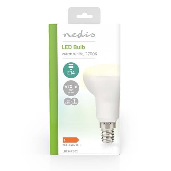 LED Pære E14 | R50 | 4.9 W | 470 lm | 2700 K | Varm Hvid | Klart | 1 stk.