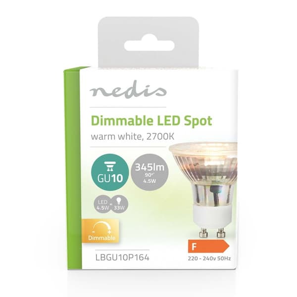 LED Pære GU10 | Spot | 4.5 W | 345 lm | 2700 K | Dimbar | Varm Hvid | Retro stil | 1 stk.