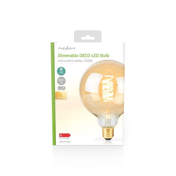 LED Filamenttilamppu E27 | G125 | 3.8 W | 250 lm | 2100 K | Himmennettävä | Erittäin lämmin valkoinen | Retrotyylinen | 1 kpl