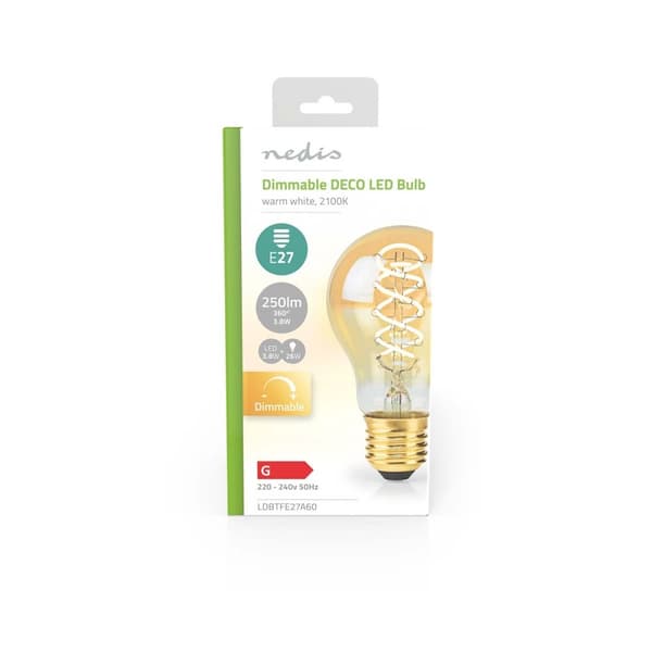 LED glødepære E27 | A60 | 3.8 W | 250 lm | 2100 K | Dimbar | Ekstra varm hvid | Retro stil | 1 stk.