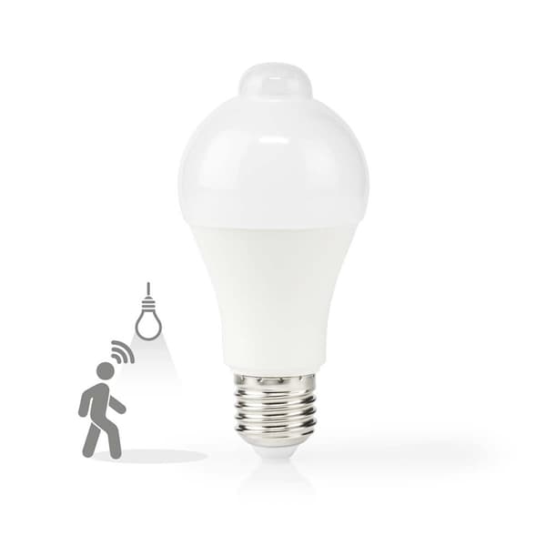 LED Pære E27 | A60 | 8.5 W | 806 lm | 3000 K | Hvid | Retro stil | Frosted | Bevægelsesdetektering | 1 stk.