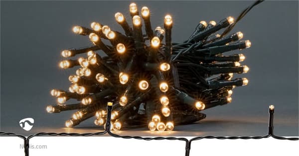 Julbelysning | Sträng | 96 LED's | Varm Vit | 7.20 m | Ljuseffekter: 7 | Inomhus eller Utomhus | Batteridriven