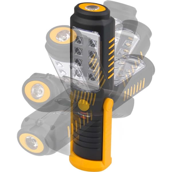 Bærbart inspeksjons-LED-lys med 8 + 1 lyssterke SMD-LED (batteridrevet, brennetid maks. 10 timer, roterbar krok, magnet)