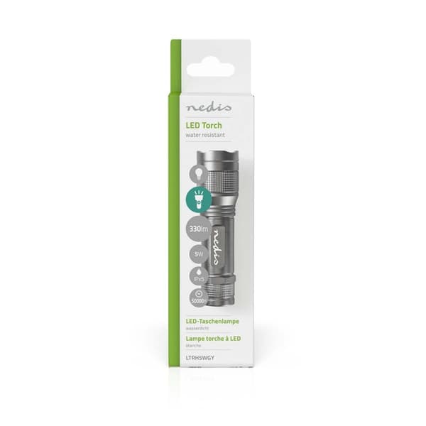LED lommelykt | Batteri drevet | 4.5 V DC | 5 W | 3x AAA/LR03 | Nominell lysfluks: 330 lm | Lysrekkevidde: 200 m | Strålevinkel: 48 °