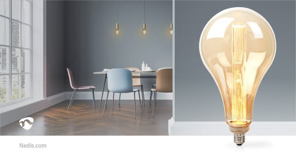 LED Glödlampa E27 | PS165 | 3.5 W | 120 lm | 1800 K | Dimbar | Med guld finish | Retrostil | 1 st.