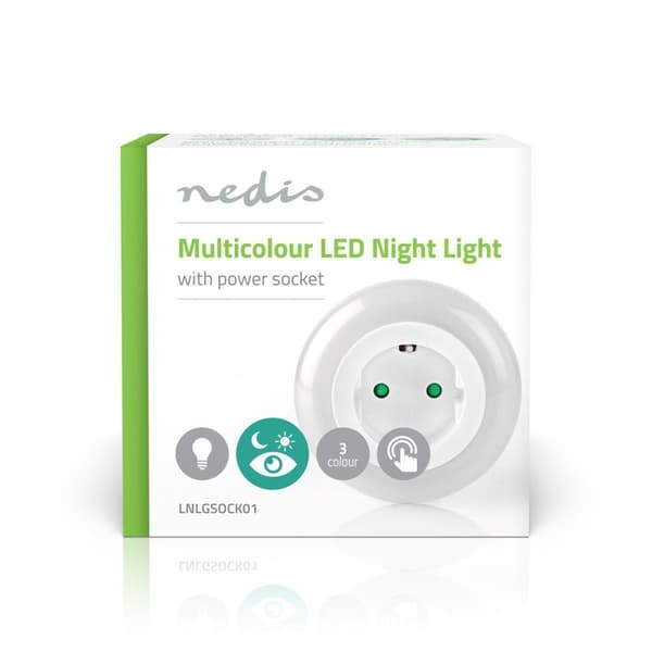 Plug-In LED Night Light | Dag/natt sensor | 3680 W | 10 lm | Blå / Grøn / Hvit
