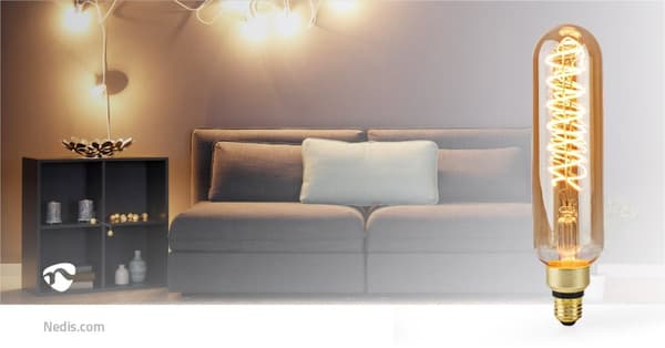LED lyspære E27 | T65 | 8.5 W | 600 lm | 2000 K | Dimbar | With Gold Finish | Retro Style | 1 stk.